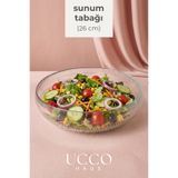 Ucco 26 cm Büyük Boy Cam Salata Servis Kasesi Lüks Sunum Tabağı - Şık Sunumluk Tabak Vista
