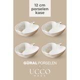 UCCO 4 ADET Porselen Kase Çerezlik Kahvaltılık Meyve Tabağı Tatlı Sunum Tabağı 12 cm Kahvaltılık Tabak