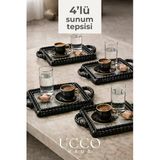 Ucco 4’Lü Sunum Tepsisi - Dikdörtgen Türk Kahvesi Sunumluk Modern Ve Şık Servis Tepsisi - Plastik Tepsi