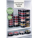 Ucco 500 Adet 350 ml Sızdırmaz Kapaklı Sosluk Buzluk Saklama Kabı, Et Suyu, Kemik Suyu Mutfak Organizeri - Siyah