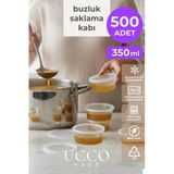 Ucco 500 Adet 350 Ml Sızdırmaz Kapaklı Sosluk Buzluk Saklama Kabı, Et Suyu, Kemik Suyu Mutfak Organizeri