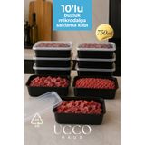 UCCO 750 ml Kapaklı Buzluk Mikrodalga Saklama Kabı - 10 Adet- Et, Kıyma, Yemek, Salata Buzdolabı Organizeri