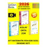 Üçdortbeş 2026 2026 Ayt Matematik-Fen-Edb Sos 1 Deneme Seti 10 Ar Adet Kolay Orta Zor Seviye