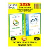 Üçdortbeş 2026 2026 Tyt Fen-Ayt Fen Deneme Seti 25-10 Adet Kolay Orta Zor Seviye