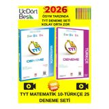 Üçdortbeş Yayincilik 2026 Tyt Matematik-Türkçe Toplam 22 Li Kolay Orta Zor Seviye Deneme Seti