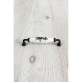 Ucelev Siyah Metal-Gerçek Porselen Siyah Çiçek Desenli 128 mm Mobilya/Dolap/Vestiyer/Kapak/Mutfak Kulpu