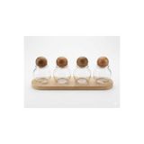 ÜÇER AHŞAP Ahşap Top Kapaklı Cam Kavanoz ( 3 Lü Set ) 370 ml