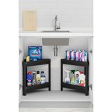 Üçgen 2 Katlı Köşe Raf Düzenleyici, Ev ve Banyo Için Organizer Standı Siyah - Ahşap - Seçenek 1