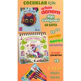 Üçgen Çocuk Anasınıfı Okul öncesi 1. 2 sınıf ALGI GELİŞİMİ-UNİCORN Mandala Boyama Kitabı -STİCKER ÇIKARTMA -Keçeli kalem SET