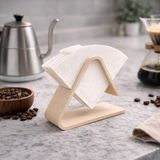 Üçgen Filtre Kağıdı Standı-Kahve Demleme Kağıdı Tutucu-V60 Kağıt Tutucu Stant- Filtre Kahve Düzenleyici - Bej