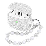 Ucharmbead AirPods 4 Kılıf ile Uyumlu AirPods 4. Nesil Koruyucu Glitter Elmas Yapay Elmas Gümüş Kılıf Kadınlar için Lüks Parlayan Anahtarlık ile