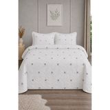 Uçkan Home %100 Pamuk Çift Kişilik Yatak Örtüsü Seti Fırfırlı - 00-Siyah - Beyaz - 200 x 230 cm