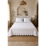 Uçkan Home %100 Pamuk Fırfırlı Çift Kişilik Yatak Örtüsü Seti - Siyah - Beyaz - 200 x 230 cm