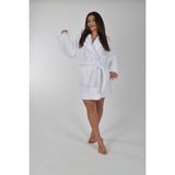 Uçkan Home Kapşonlu Unisex Wellsoft Peluş Sabahlık | Borno - S - M - Beyaz