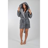 Uçkan Home Kapşonlu Unisex Wellsoft Peluş Sabahlık | Borno - S - M - Gri