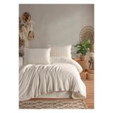 Uçkan home%100 ORGANİK PAMUK YIKANMIŞ ÇİZGİLİ ÇİFT KİŞİLİK NEVRESİM TAKIMI-NATURALİS SERİSİ Bordo 200 x 220