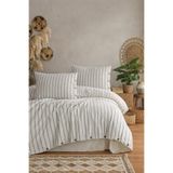Uçkan home%100 ORGANİK PAMUK YIKANMIŞ ÇİZGİLİ ÇİFT KİŞİLİK NEVRESİM TAKIMI-NATURALİS SERİSİ Siyah 200 x 220