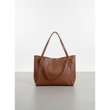 ÜçKol Ticaret Geniş Iç Hacimli Nubuk Görünümlü Deri Shopper Çanta - Açık Kahve