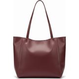 ÜçKol Ticaret Geniş Iç Hacimli Nubuk Görünümlü Deri Shopper Çanta - Bordo
