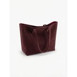 ÜçKol Ticaret Geniş Iç Hacimli Nubuk Görünümlü Shopper Çanta - Bordo