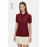UCLA ASHERA Bordo Polo Yaka Half Zip Triko Nakışlı %100 Pamuk Standard Fit Kadın Tshirt