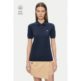 UCLA ASHERA Lacivert Polo Yaka Half Zip Triko Nakışlı %100 Pamuk Standard Fit Kadın Tshirt