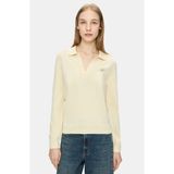 Ucla IRENE Kemik Rengi Polo Yaka %100 Pamuk Metal Logolu Standard Fit Kadın Triko - XS