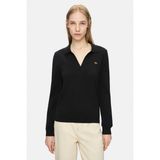 Ucla IRENE Siyah Polo Yaka %100 Pamuk Metal Logolu Standard Fit Kadın Triko