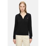 UCLA IRENE Siyah Polo Yaka Triko Metal Logolu Standard Fit Kadın Triko