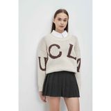 Ucla LIMAS Bej Bisiklet Yaka %100 Pamuk Jakarlı Oversize Kadın Triko - XL