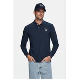 UCLA MAXWELL Lacivert Polo Yaka %100 Pamuk Baskılı Standard Fit Erkek Sweatshirt