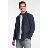 Ucla MENDO Lacivert Nakışlı Nakışlı Standard Fit Erkek Gömlek - 3XL - Koyu Lacivert