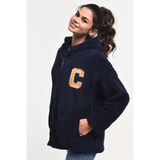 Ucla Servılle Lacivert Çıtçıtlı Nakışlı Kadın Ceket - XL - Koyu Lacivert