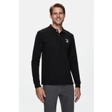 UCLA Siyah Polo Yaka Baskılı Standard Fit Erkek Sweatshirt MAXWELL