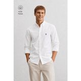 Ucla Tyson Beyaz Nakışlı %100 Pamuk Poplin Standard Fit Erkek Gömlek - XL