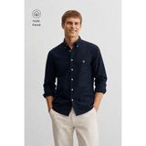 Ucla Tyson Lacivert %100 Pamuk Poplin Standard Fit Erkek Gömlek - 3XL