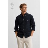Ucla Tyson Siyah Nakışlı %100 Pamuk Poplin Standard Fit Erkek Gömlek - XL