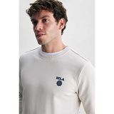 Ucla Valley Bej Bisiklet Yaka Baskılı Standard Fit Erkek Sweatshirt - M