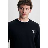 Ucla Valley Siyah Bisiklet Yaka Baskılı Standard Fit Erkek Sweatshirt