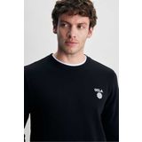 UCLA Valley Siyah Bisiklet Yaka Baskılı Standart Fit Erkek Sweatshirt
