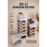 Üçler Life Şeffaf Ayakkabı Saklama Kutusu 20'li | İstiflenebilir Ayakkabı Organizer