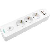 Üçlü Anahtarlı USB Hızlı Şarjlı (20W) Topraklı Priz, 2m, Çocuk Korumalı