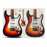 Üçlü Elektro Gitarlar Model Mdf tablo 25cmX 35cm
