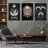Üçlü Mdf Osmanlı Tuğrası Ve Türklük Tablo Seti - 40 x 60 - Renkli