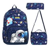 Üçlü okul çantası seti İlkokul Okul Çantası + Termal Beslenme Çantası + Kalemlik (UZAY - SPACE)