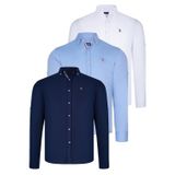 ÜÇLÜ SET G674 DEWBERRY ERKEK GÖMLEK-LACİVERT-BEYAZ-BEBE MAVİ