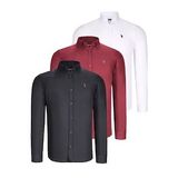 ÜÇLÜ SET G725 DEWBERRY ERKEK GÖMLEK-SİYAH-BEYAZ-BORDO