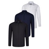 ÜÇLÜ SET G726 DEWBERRY GÖMLEK-SİYAH-BEYAZ-LACİVERT