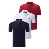 ÜÇLÜ SET T8561 DEWBERRY ERKEK T-SHIRT-LACİVERT-BEYAZ-BORDO