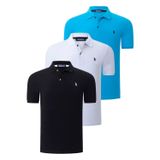 ÜÇLÜ SET T8561 DEWBERRY ERKEK T-SHIRT-SİYAH-BEYAZ-MAVİ
